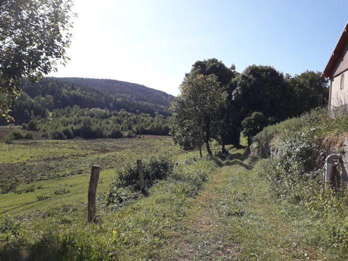 Graspad achter natuurcamping Les Trexons 