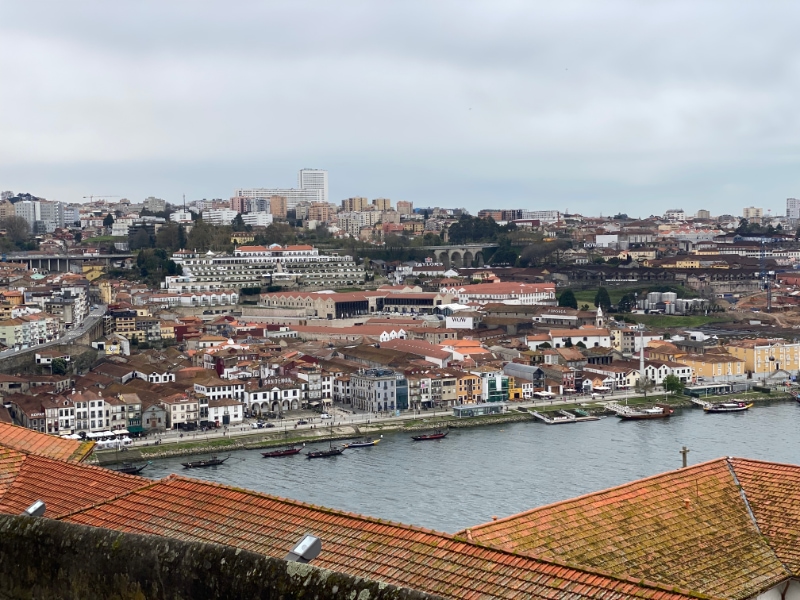 uitzicht op Porthuizen in Porto vanaf de Kathedraal