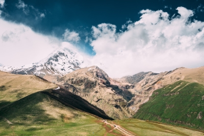 Georgie piek van berg Kazbek