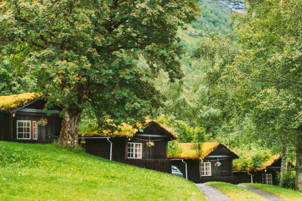 Houten cabins in de Natuur in Noorwegen