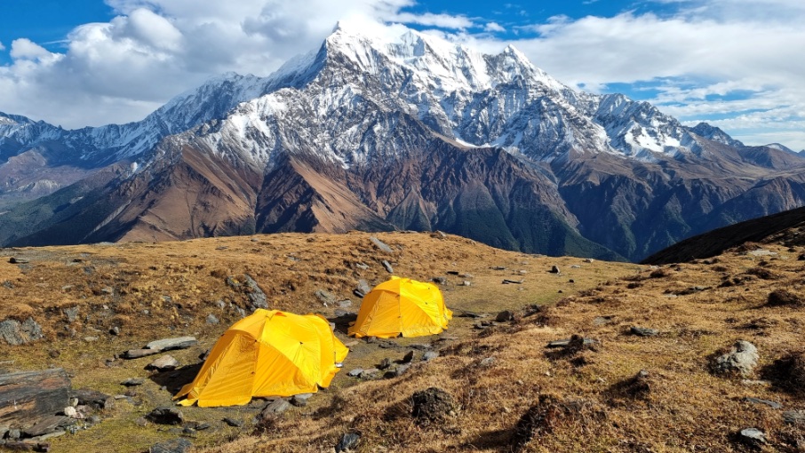 Laatste overnachting in tent nabij Yak Kharka, Dhaulagiri Circuit