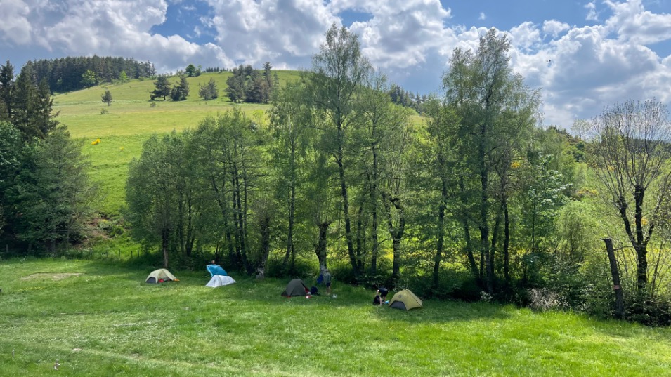 tentenveld van de camping in Le Bleymard